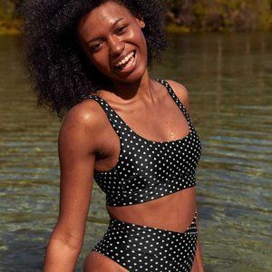 Aerie Printed Banded Wide Strap Scoop Bikini Top Medium